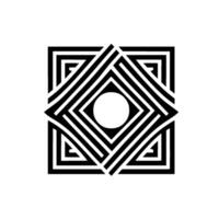 Geometric Black and White Optical Illusion Concentric Squares, Diamonds, and a Central Circle Pattern on White Background. vector