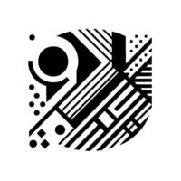 Geometric Abstract Composition A Monochromatic of Circles, Lines, and Rectangles, Creating a Modern and Playful Visual. vector