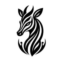 Stylized Zebra Head in Black and White, Featuring Bold Striped Pattern and Elegant Curve on a White Backdrop vector