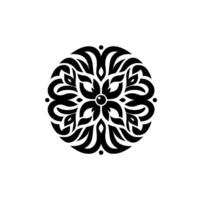 Circular Black and White Floral Mandala Design, Symmetrical, Intricate, Decorative and Ornamental with Abstract Organic Shapes. vector