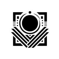 Geometric, Black and White Abstract Composition Featuring a Circle, Square, and Angular Lines, Minimalist Design. vector