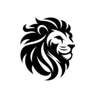 Bold Black and White Silhouette of a Lions Head in Profile, Capturing Strength and Majesty. vector