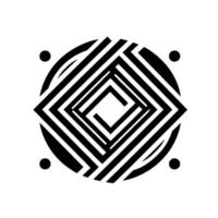Geometric OpArt Composition Black and White, Concentric Squares Within a Circle, Optical Illusion. vector