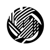 Abstract Circular Graphic Bold Black and White Lines Weaving Through a Geometric Pattern, Emphasizing Contrast and Form. vector