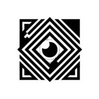 Abstract eye within a geometric diamond square pattern, showcasing optical illusion in black, white, and grey. vector