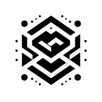 Geometric Black White Design Hexagonal Optical Illusion with Interlocking Shapes and Contrasting Shadows, Dot Ornaments. vector