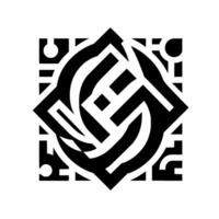 Geometric Black and White Abstract Design Square with Circular and Angular Interlocking Elements, High Contrast, Modern Aesthetic. vector