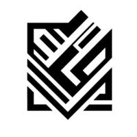 Geometric Abstraction Black and White Angular Design, SquareShaped with Shadow, Minimalist and Modern Aesthetic. vector