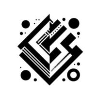 Geometric Black and White Composition Abstract Arrangement of Shapes, Lines, and Circles on White Background vector