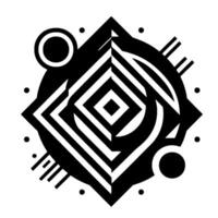 Abstract Geometric Composition in Black and White Concentric Squares, Circles, and Lines, Symmetrical, Modern, and Minimalist Design. vector