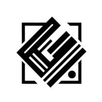 Abstract geometric featuring interlocking black and white shapes, contained within a square frame, minimalist art. vector