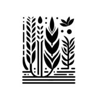 Abstract Monochrome Illustration of Diverse Grain and Plant Forms, Featuring Organic and Geometric Elements, Symbolic of Growth and Harvest. vector