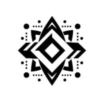 Geometric Mandala Symmetrical Black, White, and Gray Abstract with Dotted and Square Accents on a Clean White Background. vector