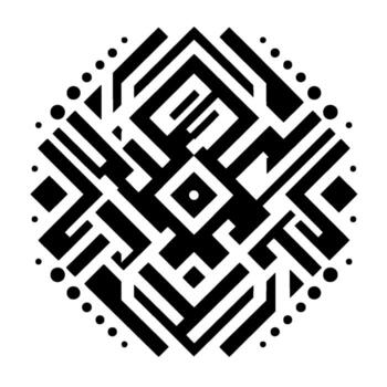 geométrico, simétrico, negro y blanco diseño en forma de diamante modelo con angular formas, líneas, puntos, y un minimalista estético. vector