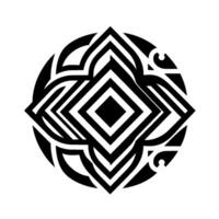 Intricate Black and White Geometric Mandala A Symmetrical of Layered Diamond Shapes Within a Circular Frame on a White Background. vector