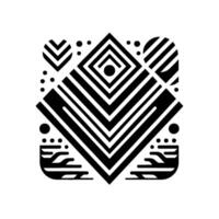Geometric Black White Composition Concentric Diamond, Circles, Dots Linear Elements on a Square, Abstract Design. vector