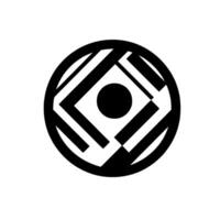 A Modern Geometric Logo A Black and White Circular Featuring a Square, Circle, and Linear Elements, Isolated. vector