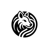 Minimalist Black and White Logo A Stylized Wolf Head Contained Within a Circular Frame, Clean Lines, and Bold Design. vector