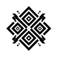 Symmetrical Black and White Geometric with Squares, Diamonds, and Dot Accents Centered on White Background vector