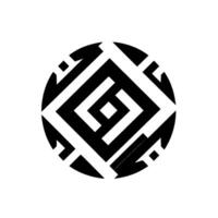 Concentric Geometric Pattern within a Circle Black and White Minimalist Design, Square Inside Circle, Abstract, Symmetrical. vector