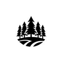 Minimalist Black Silhouette of Evergreen Trees on a Hillside, NatureInspired Element. vector
