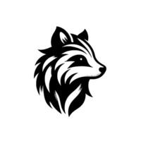Stylized Black and White Badger Head Profile with Bold Lines, Striking Contrasts, and Minimalist Aesthetic on White Backdrop. vector
