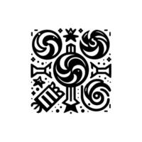 Abstract Black White Confectionery Pattern Symmetrical Candy, Lollipop, Swirls, and Decorative Elements vector