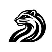 Stylized Black and White Badger with Bold Striped Pattern, Side Profile, Simplistic Style. vector