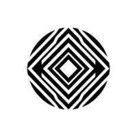 Concentric Square Diamond Pattern within a Striped Circle, Abstract Geometric in Black and White. vector
