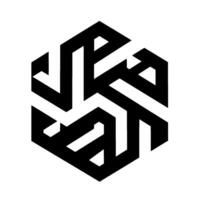 Optical Illusion Hexagonal Black White Design, Intertwined Linear Structure, Geometric Art, Minimalist, Modern Aesthetic. vector