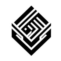 A symmetrical geometric diamond made of interwoven black and white bars, creating a complex mazelike illusion, centered on a white background. vector