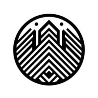 Modern Abstract Geometric Logo Black and White Circular with Mountainous Chevron Shapes, Dots and Linear Patterns. vector