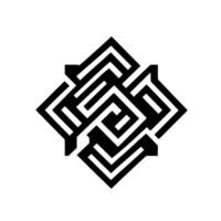 Geometric monochrome artwork, intricately designed, symmetrical blackandwhite composition with layered square patterns. vector