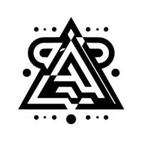Bold Monochrome Geometric with Triangle, Overlapping Shapes, and Dots. Abstract, Modern Composition. vector