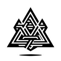 Geometric Black and White Complex Triangle with Overlapping Labyrinthine Lines and Shadow. vector