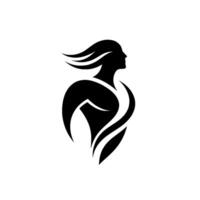 Abstract Silhouette of a Graceful Figure with Flowing Hair, Symbolizing Strength and Elegance in Bold Black and White Contrast. vector