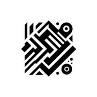 Black and White Geometric Abstract Square Composition with Angular Shapes, Circles and Dots on a White Background vector
