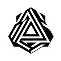 Geometric Abstract Black and White Pattern of Interlocking Triangles and Shapes, Creating an Optical Illusion. vector