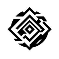 Geometric Monochrome Design Angular, Black and White Abstract Form with Square within a Circle on a Minimalist Background. vector