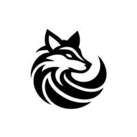Black and White Wolf Head Design, Circular Composition, Sleek and Modern, Abstract Animal Art on White. vector