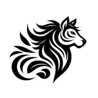 Stylized Zebra Head in Profile A Rendering with Flowing Mane and Bold Black and White Striping on a Pure White Background. vector