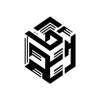 Isometric Abstract Cube Featuring Bold Black Lines, Geometric Shapes, and Minimalist Style on a White Background. vector