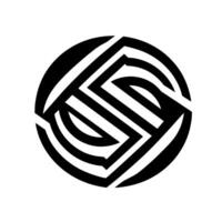 A bold black and white abstract featuring a circular frame surrounding an intricate geometric pattern composed of intersecting lines and shapes. vector