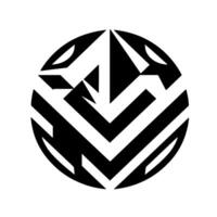 Geometric Black and White Circular Composition with Abstract Shapes Forming Complex Patterns in Minimalist Design. vector