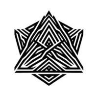 Abstract Geometric Starburst Interlocking Triangle Forms, Stripped Symmetrical Pattern, Black and White Design, Modern Minimalism. vector