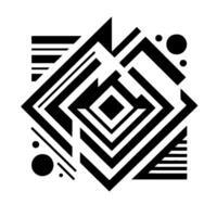 Geometric Black, White Gray Composition Abstract, Optical Illusion with Rhombus, Lines, Triangles, Circles on White Background vector