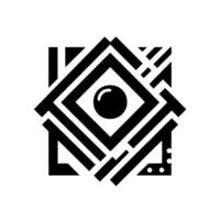 Geometric Abstract Bold Black and White Square Composition, Central Sphere, Angular Design, Minimalist Aesthetic. vector