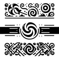 Black and White Candy and Abstract Decorative Border Elements on White Background, Modern Composition vector