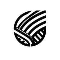 Abstract Black and White of a Spherelike Form with Intersecting Striped Lines on a Solid White Background. vector