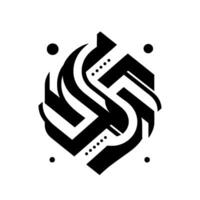 Abstract Black and White Geometric with Flowing Lines and Dot Accents on a White Background. vector